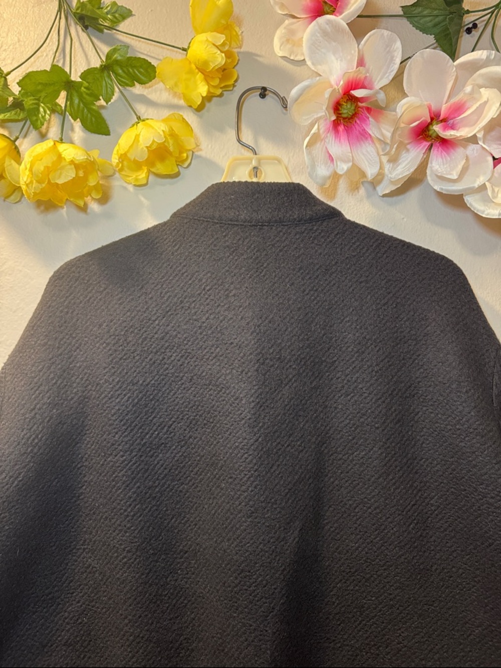 Express Black Open-Front Textured Coat - Picture 6 of 12